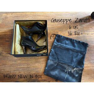 Giuseppe Zanotti Bootie Boots Heels Black Lambskin Leather EUR 36 US 6 New